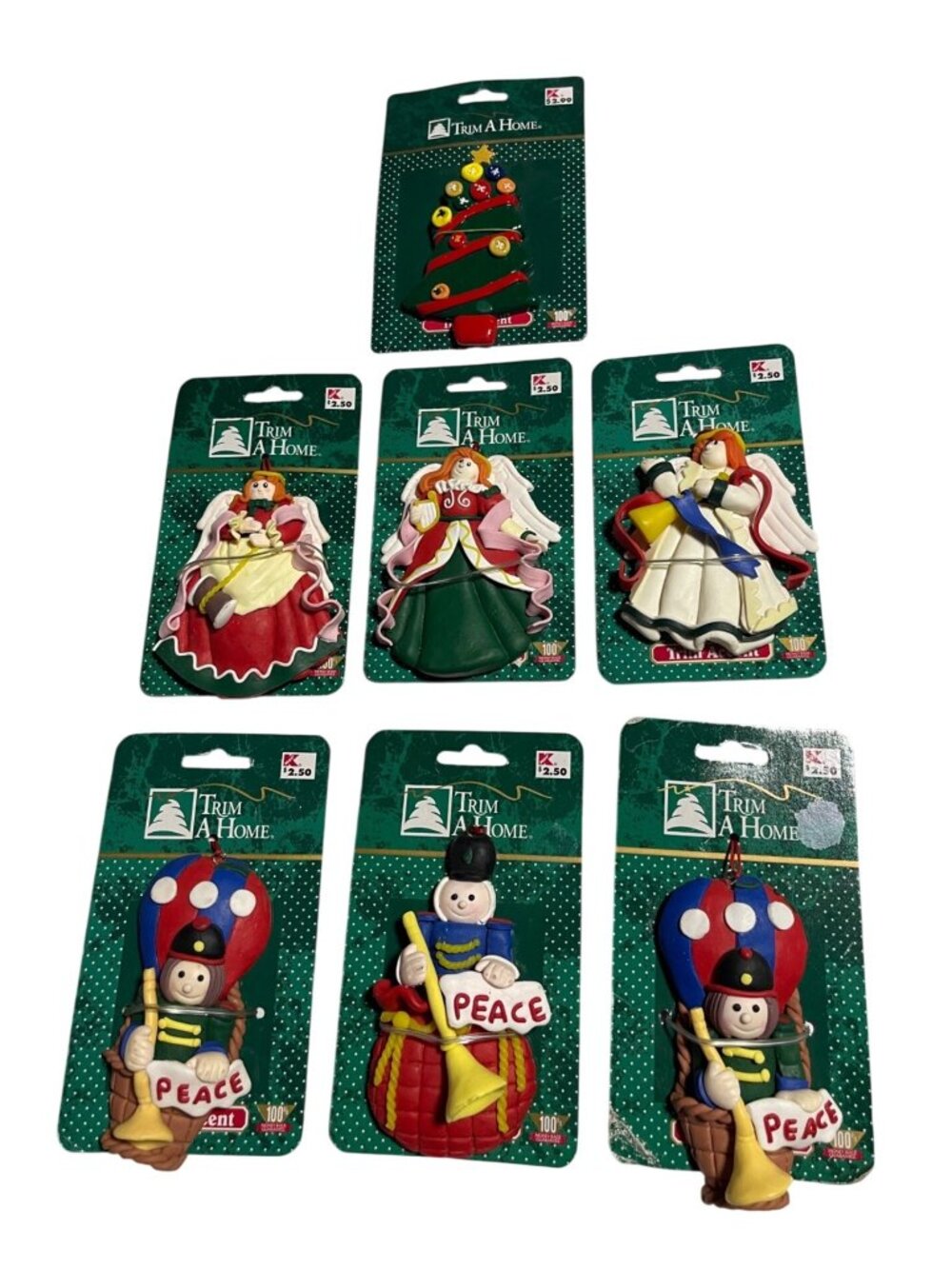 Trim A Home KMart Christmas Ornament Set Of 7 Angels Soldiers Tree Holiday VTG